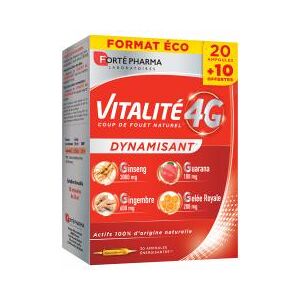 Forté Pharma Vitalité 4G 30 Ampoules - Boîte 30 ampoules de 10 ml - Publicité