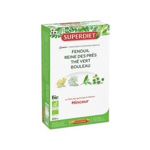 Superdiet Quatuor Thé Vert Minceur Bio 20 Ampoules - Boîte 20 ampoules de 15 ml - Publicité