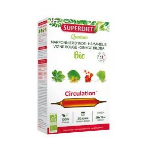 Superdiet Quatuor Circulation Bio 20 Ampoules - Boîte 20 ampoules de 15 ml