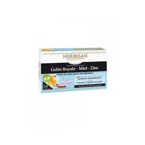 Herbesan Gelee Royale Miel Zinc des 4 Ans 20 Ampoules - Boîte 20 ampoules