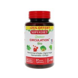 Superdiet Quatuor Circulation 120 Gelules + 30 Gelules Offertes - Pot 150 gelules