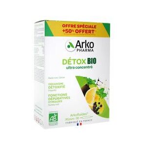 Arkopharma Arkofluides Detox Bio 20 Ampoules + 10 Ampoules Offertes - Boîte 30 ampoules de 10 ml