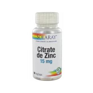 Solaray Citrate de Zinc 60 Capsules Vegetales - Boîte 60 capsules