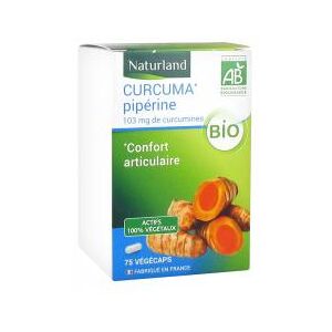 Naturland Curcuma Piperine Bio 75 Vegecaps - Boîte 75 vegecaps