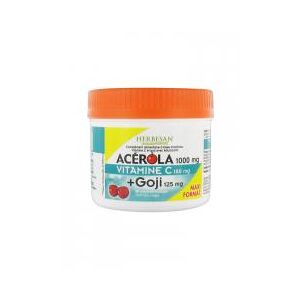 Acérola 1000 mg Vitamine C 180 mg + Goji 125 mg 90 Comprimés - Pot 90 Comprimés