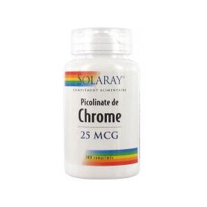 Solaray Picolinate de Chrome 25 mcg 100 Comprimes - Pot 100 Comprimes