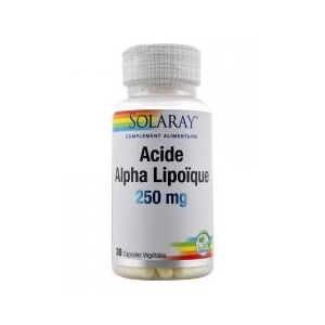 Solaray Acide Alpha Lipoïque 250 mg 30 Capsules Vegetales - Pot 30 Capsules Vegetales
