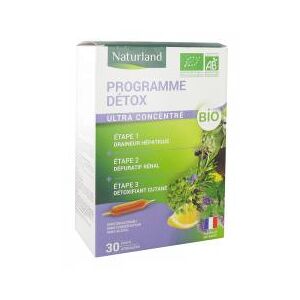 Naturland Programme Detox 3en1 Bio 30 Ampoules de 10 ml - Boîte 30 ampoules de 10 ml