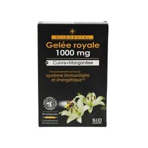 S.I.D Nutrition Oligoroyal Gelée Royale 1000 mg + Cuivre + Manganèse 20 Ampoules - Boîte 20 ampoules de 10 ml - Publicité