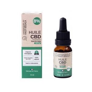 Laboratoire du Haut-Segala Huile CBD Spectre Large 8% Naturelle 15 ml - Flacon compte goutte 15 ml