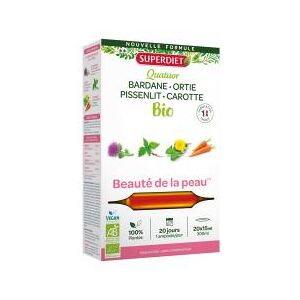 Superdiet Quatuor Beauté de la Peau Bio 20 Ampoules - Boîte 20 ampoules de 15 ml - Publicité