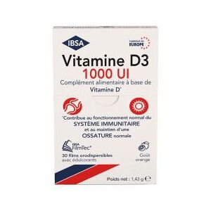 IBSA Vitamine D3 1000 UI 30 Films Orodispersibles - Boîte 30 films