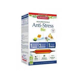 Superdiet Protocole Anti-Stress Bio 30 Ampoules - Boîte 30 ampoules de 15 ml