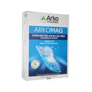 Arkopharma Arkomag Concentré d'Eau de Mer Magnésium Marin 20 Ampoules - Boîte 20 ampoules de 10 ml - Publicité