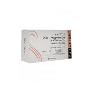 Phytalessence Coffret Zinc + Vitamine D3 + Vitamine C Offre Speciale - Boîte 3 pots de 60 gelules