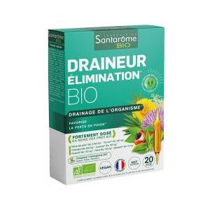 Santarome Draineur Élimination Bio 20 Ampoules - Boîte 20 ampoules de 10 ml