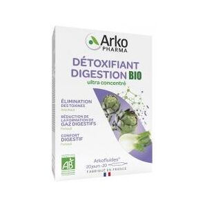 Arkopharma Arkofluides Détoxifiant Digestion Bio 20 Ampoules - Boîte 20 ampoules de 10 ml - Publicité