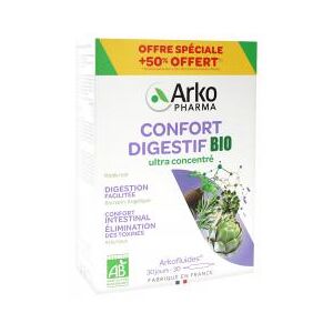 Arkopharma Arkofluides Confort Digestif Bio 20 Ampoules + 10 Ampoules Offertes - Boîte 30 ampoules de 10 ml