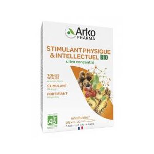 Arkopharma Arkofluides Stimulant Physique et Intellectuel Bio 20 Ampoules - Boîte 20 ampoules de 10 ml