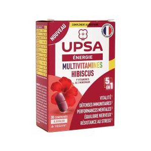 UPSA Énergie Multivitamines Hibiscus 5en1 30 Comprimes - Boîte 30 comprimes