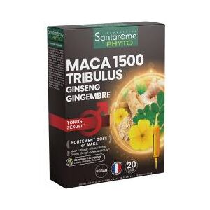 Santarome Phyto Maca 1500 Tribulus Ginseng Gingembre 20 Ampoules - Boîte 20 ampoules de 10 ml