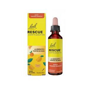 Rescue Bach Compte-Gouttes Gout Orange Mangue 20 ml - Flacon compte goutte 20 ml