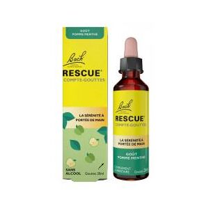 Rescue Bach Compte-Gouttes Gout Pomme Menthe 20 ml - Flacon compte goutte 20 ml