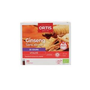 Ortis Ginseng Vitalite Bio 20 Fioles - Boîte 20 fioles de 15 ml