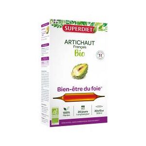 Superdiet Artichaut Bio - 20 Ampoules de 15 ml - Boîte 20 ampoules de 15 ml