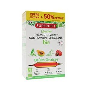 Super Diet Superdiet Quatuor Guarana Brule Graisse Bio 20 Ampoules10 Offertes Boite 30 ampoules de 15 ml