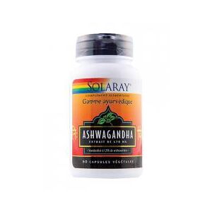 Solaray Ashwagandha - 470 mg 1,5% Withanolides - 60 Caps. Vég. - Boîte 60 capsules - Publicité