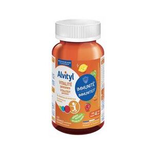 Alvityl Vitalité Gommes Goûts Citron Pomme Orange Fraise - 10 Vitamines & Minéraux - Dès 4 Ans - 60 Gommes - Boîte 60 gommes - Publicité