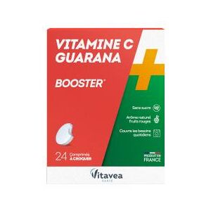 Vitavea Vitamine C + Guarana Booster 24 comprimés à croquer - Boîte 2 tubes de 12 comprimés - Publicité