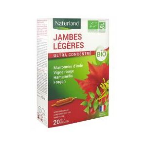 Naturland Jambes Légères Bio 20 Ampoules - Boîte 20 Ampoules de 10 ml - Publicité