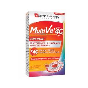 Forté Pharma Multivit 4 g Énergie - 20 Comprimés - Boîte 30 Comprimés Bicouches - Publicité