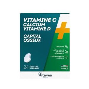 Vitavea Vitamine C + Calcium + Vitamine D 24 comrpimés à croquer - Boîte 2 tubes de 12 comprimés - Publicité