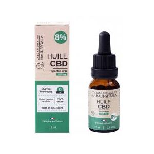 Laboratoire du Haut-Ségala Huile Cbd Spectre Large 8% Naturelle - Flacon compte goutte 15 ml