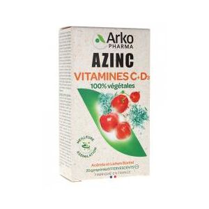 Arkopharma Azinc Naturel Vitamines c + d 20 Comprimes Effervescents - Boîte 20 comprimes