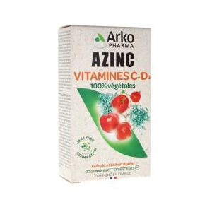 Arkopharma Azinc Naturel Vitamines c + d 20 Comprimes Effervescents - Boîte 20 comprimes