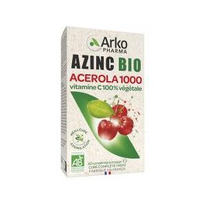 Arkopharma Azinc Naturel Acerola 1000 Bio 30 Comprimés - Boîte 30 comprimés + 30 capsules