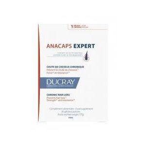 Ducray Anacaps Expert - Chute de Cheveux Chronique Hormonale et Hereditaire Cure 1 Mois 30 Capsules - Boîte 30 gelules