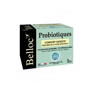 Belloc Probiotiques - Confort Digestif - Équilibre de la Flore Intestinale - Pot 30 gelules