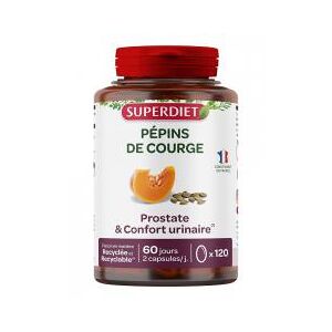 Superdiet Pépins de Courge - Prostate & Confort Urinaire - 120 Capsules - Boîte 120 capsules - Publicité