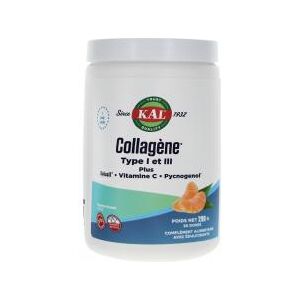 Kal Collagène Type I et Iii Plus Solusiltm - Vitamine c Pycnogénol   Arôme Naturel de Mandarine - Pot 298 g - Pot 298 g