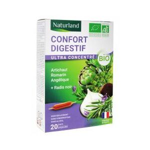 Naturland Confort Digestif Bio 20 Ampoules Buvables de 10 ml Boite 20 ampoules de 10 ml