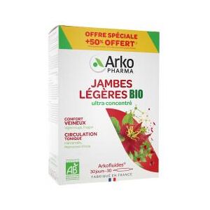 Arkopharma Arkofluides Arkofl. Jambes Légères 30Amp Bio - Boîte 30 ampoules de 10 ml - Publicité