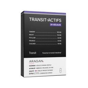 Aragan Synactifs Transitactifs® - Transit Intestinal - Tamarin Mauve Psyllium Pruneau Chicorée - 20 Gélules - Boîte 20 gélules - Publicité