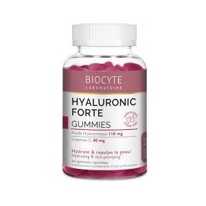 Biocyte Hyaluronic Forte Gummies - Hydrate et Repulpe la Peau - 60 Unités - Pot 60 gommes - Publicité