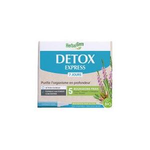 HerbalGem Detox Express Purifie l'Organisme en Profondeur 7 Jours - Boîte 7 monodoses de 10 ml