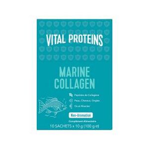 Vital Proteins Marine Collagen - Collagene Beaute Peau Cheveux Ongles - 10 Sticks de 10 g - Boîte 10 sachets de 10 g